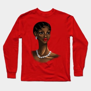 Black Elegance Excellent Melanin Woman Beautiful Portrait Long Sleeve T-Shirt